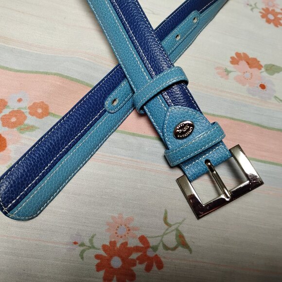 ❤️Womens LONGCHAMP PARIS Blue / Silver Buckle Belt Size M 30-34